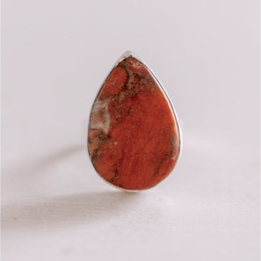 Goldie Lew Clinton Ring Sponge Coral Adjustable